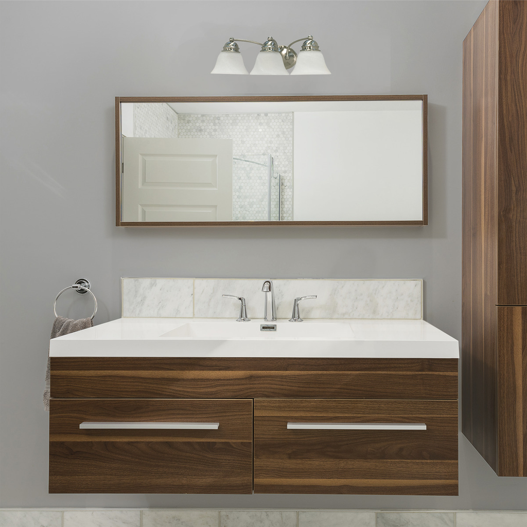 Empire - 3 Light 21" Vanity with Alabaster Glass - Brushed Nickel Finish