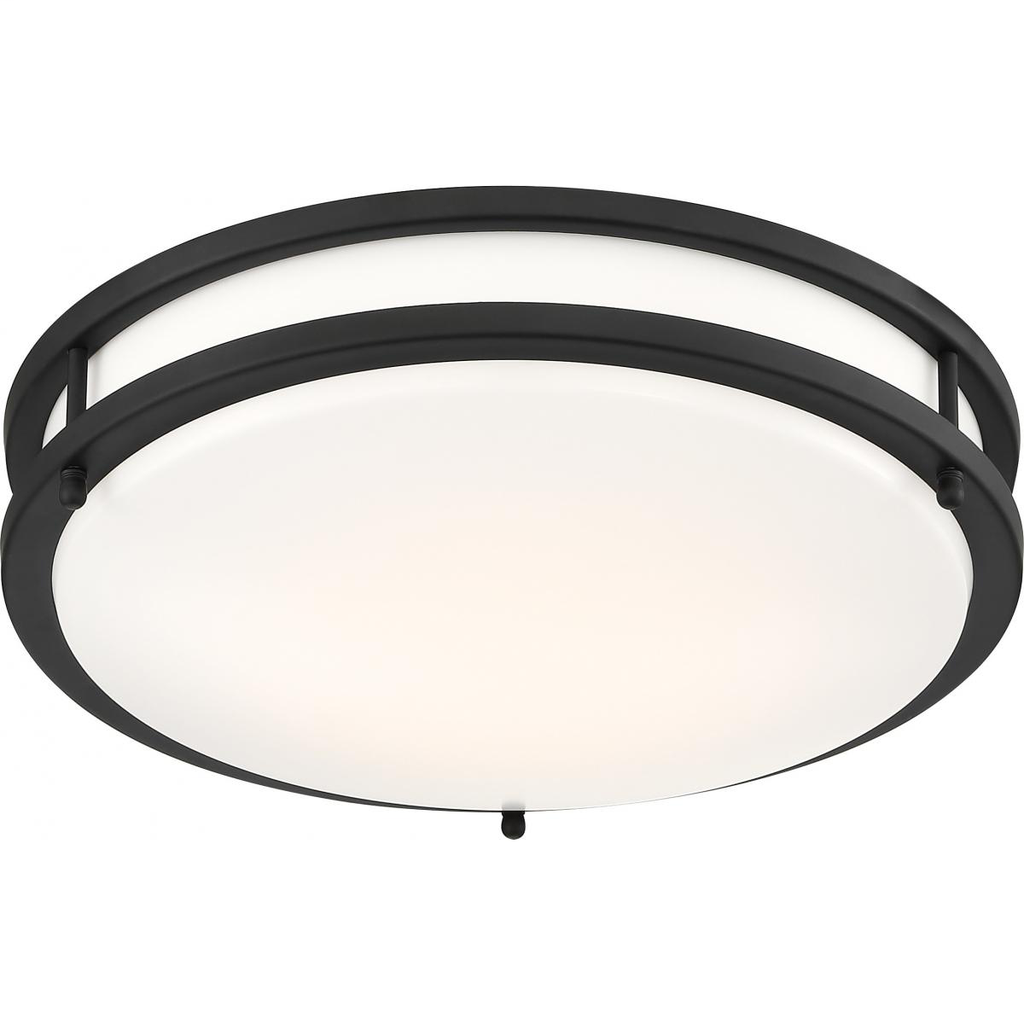 Glamour LED - 13" - Flush with White Acrylic Lens - Black Finish
