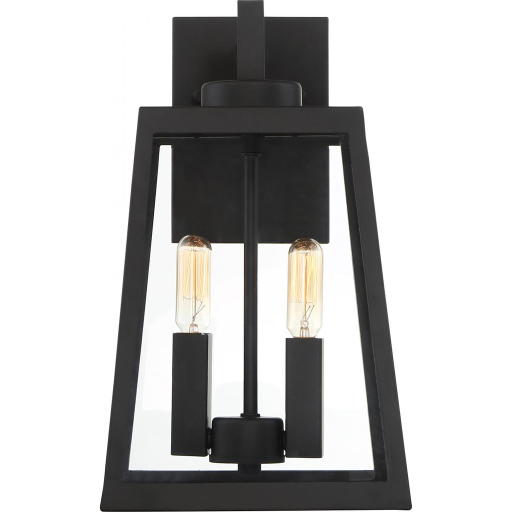 Halifax - 2 Light Medium Wall Lantern - with Clear Glass - Matte Black Finish