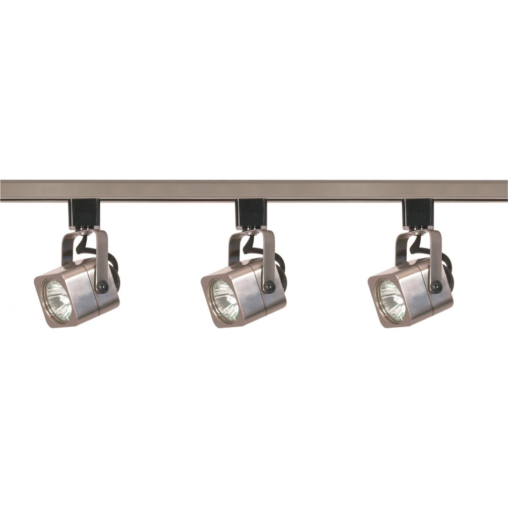 Product image for Satco TK347 3 Light - MR16 - Square Track Kit - 4 foot Track - Line Voltage - Brushed Nickel
