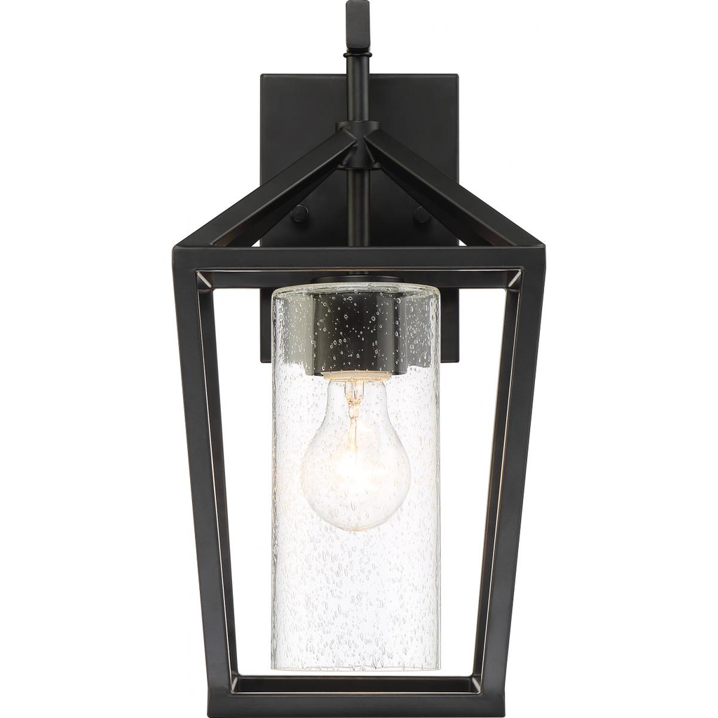 Hopewell- 1 Light Medium Wall Lantern - with Clear Seeded Glass - Matte Black Finish