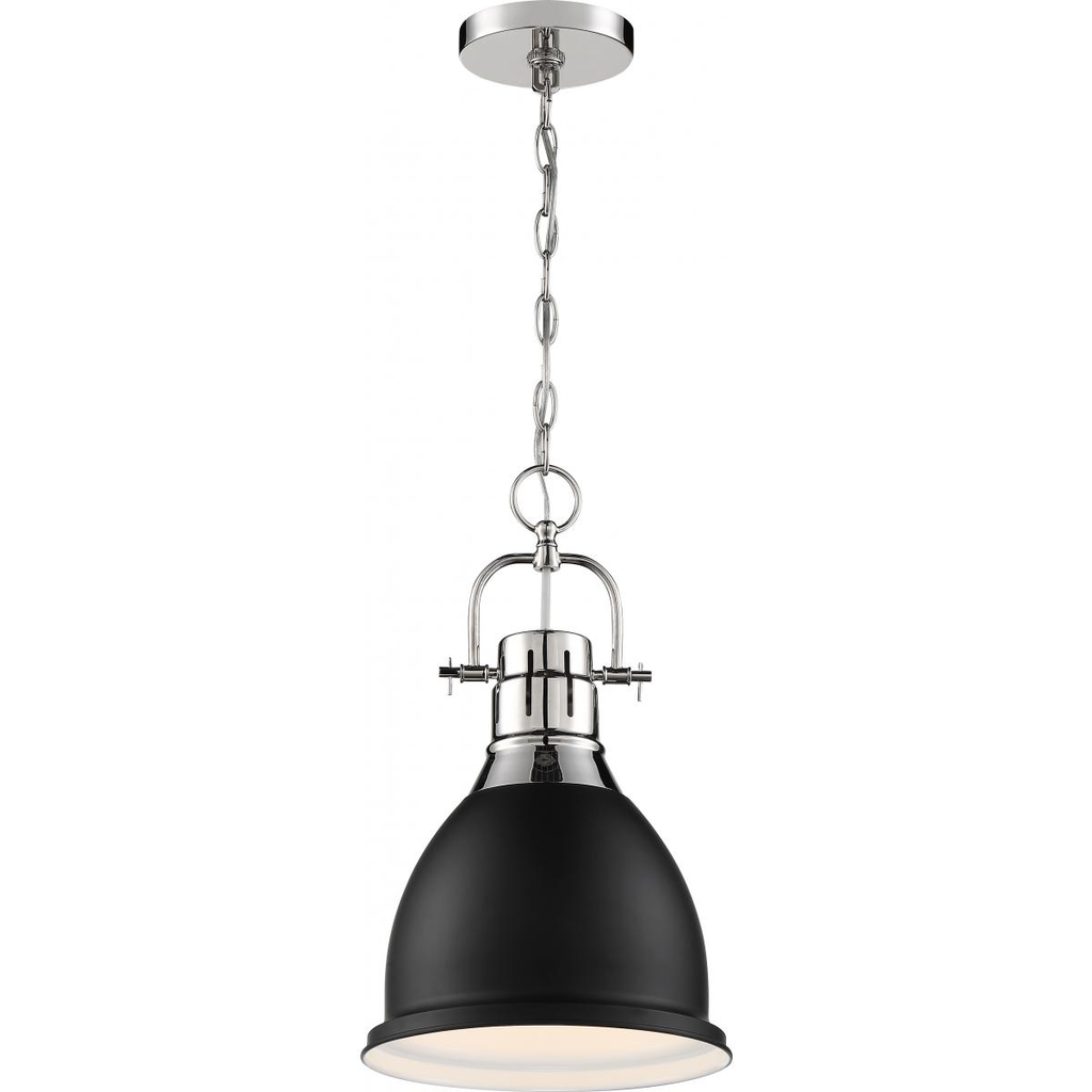 Watson - 1 Light Pendant - Polished Nickel and Matte Black Finish