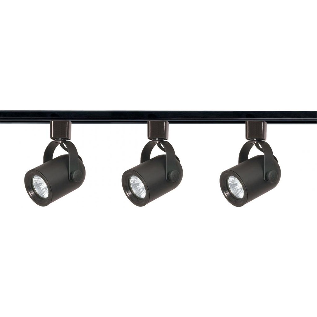 Product image for Satco TK349 3 Light - MR16 - Round Back Track Kit - 4 foot Track - Line Voltage - Black