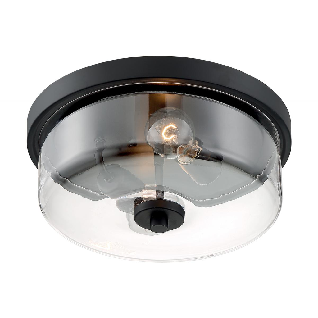 Sommerset - 2 Light Flush Mount with Clear Glass - Matte Black Finish
