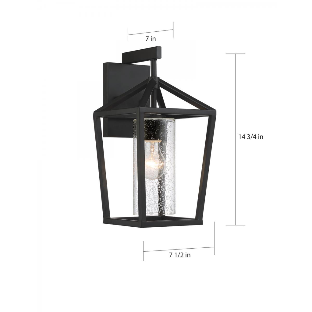 Hopewell- 1 Light Medium Wall Lantern - with Clear Seeded Glass - Matte Black Finish