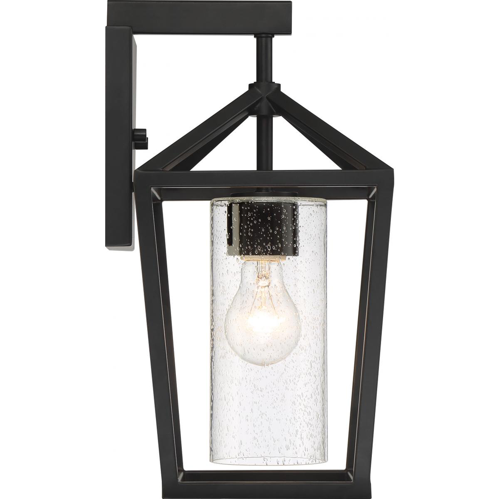 Hopewell- 1 Light Medium Wall Lantern - with Clear Seeded Glass - Matte Black Finish