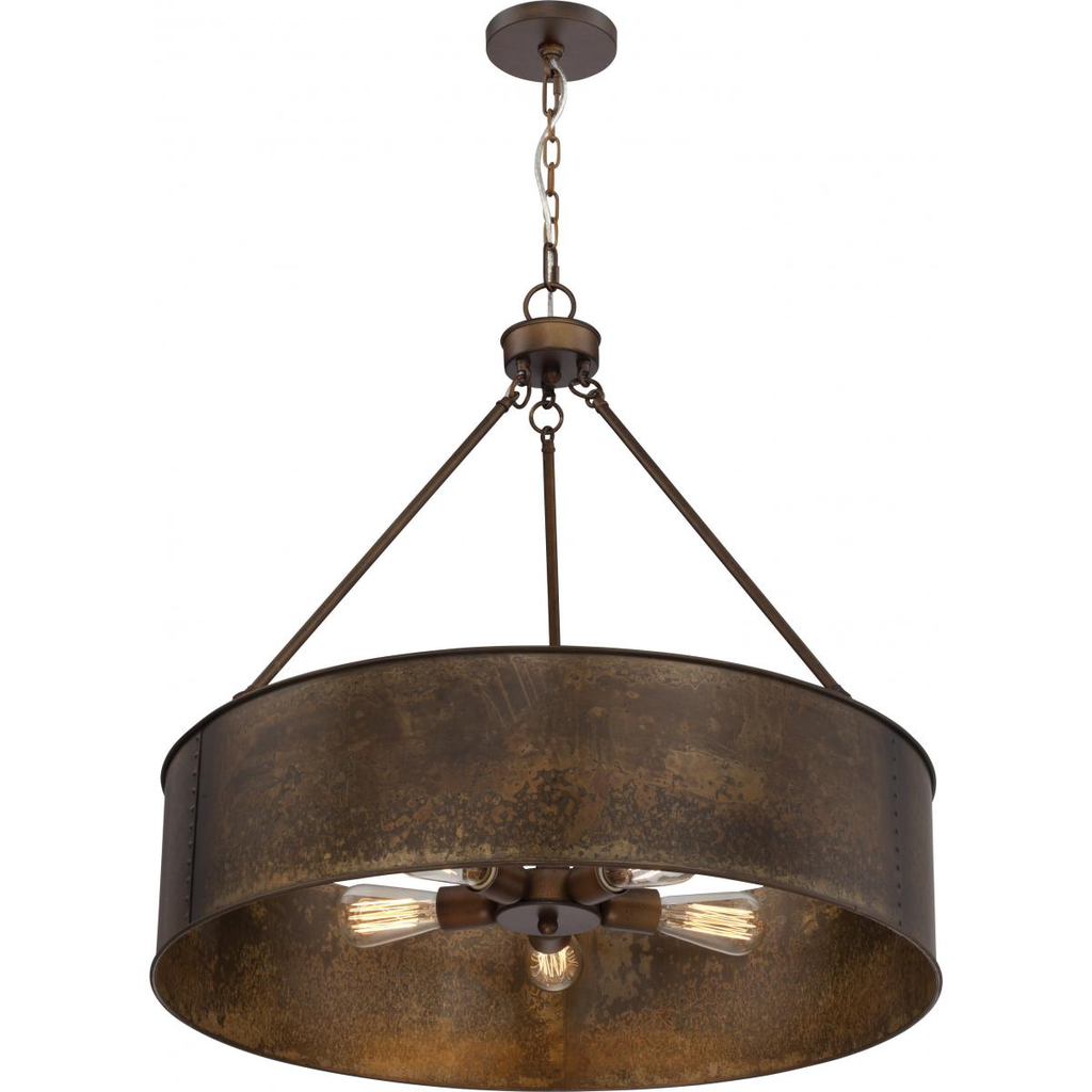 Product image for Satco 60-5895 Kettle - 5 Light Oversized Pendant - Weathered Brass Finish