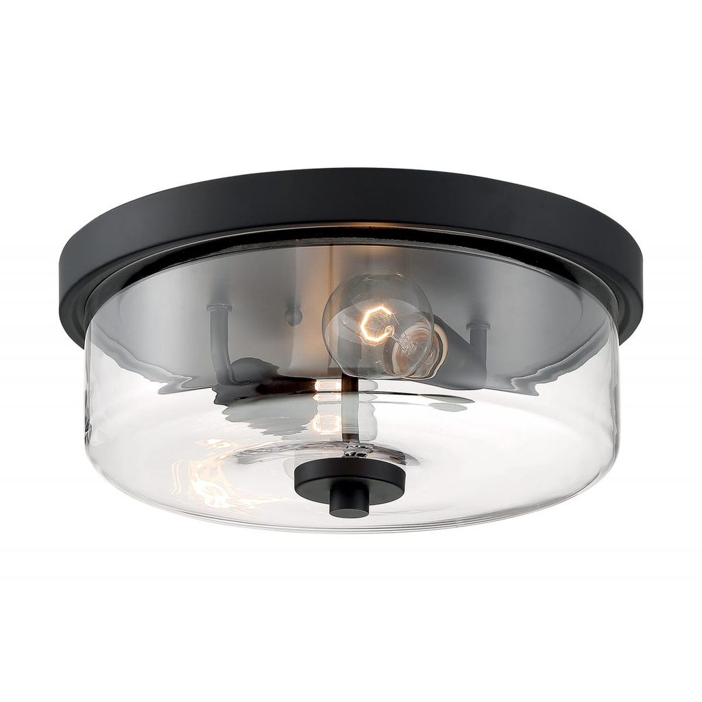 Sommerset - 2 Light Flush Mount with Clear Glass - Matte Black Finish