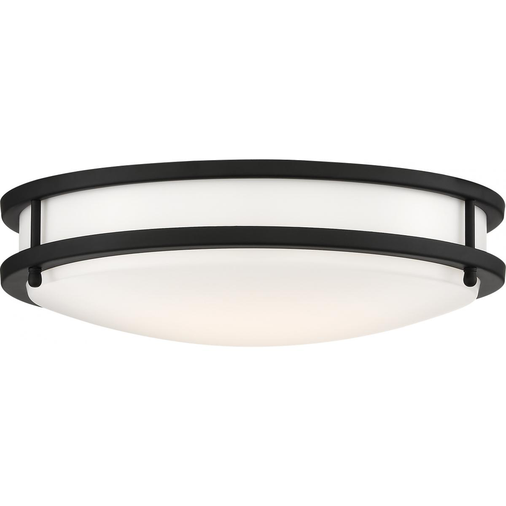 Glamour LED - 13" - Flush with White Acrylic Lens - Black Finish