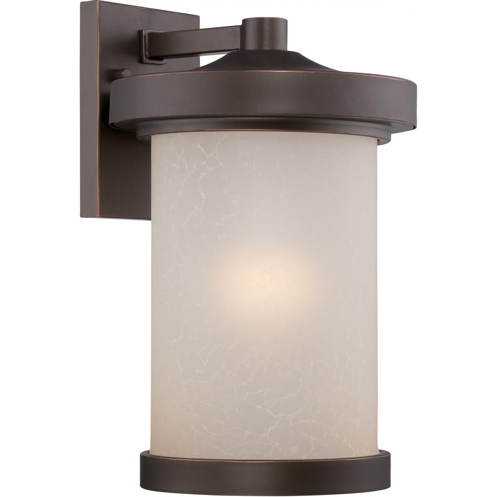 Product image for Satco 62-642 Diego - LED Large Wall Lantern with Satin Amber Glass - Mahogany Bronze Finish