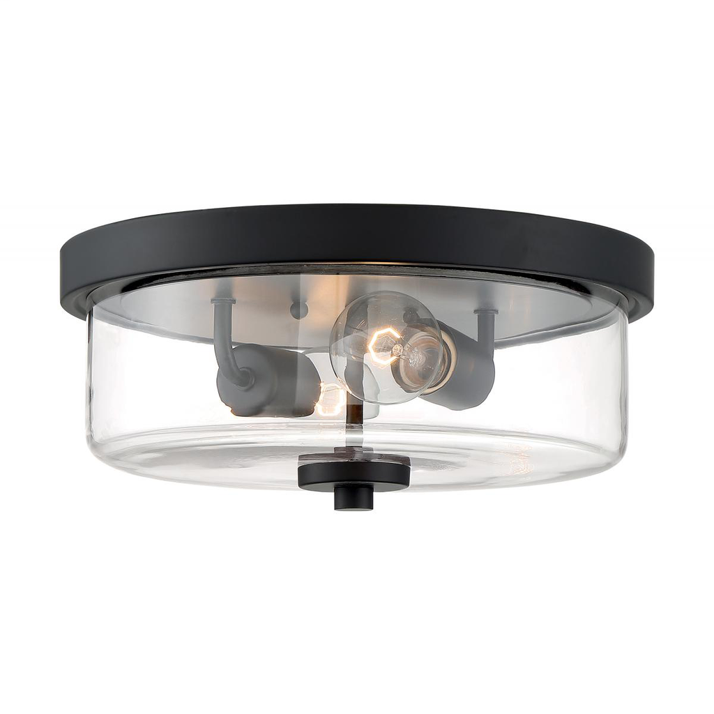 Sommerset - 2 Light Flush Mount with Clear Glass - Matte Black Finish