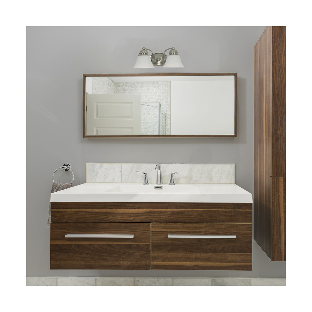 Empire - 2 Light 15" Vanity with Alabaster Glass - Brushed Nickel Finish