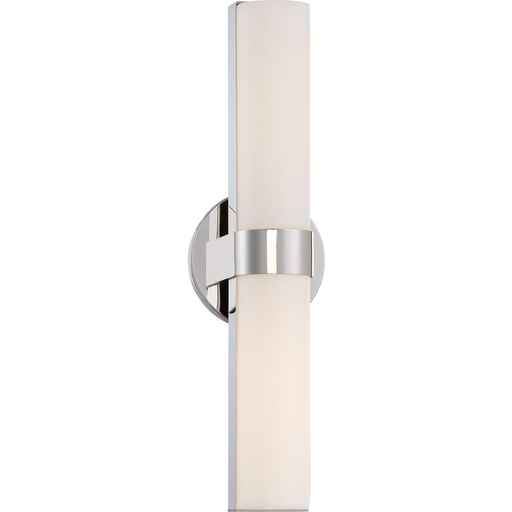 Product image for Satco 62-722 Bond - Double LED Vanity with White Acrylic Lens - Polished Nickel Finish