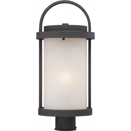Product image for Satco 62-654 Willis - LED Post Lantern with Antique White Glass - Textured Black Finish