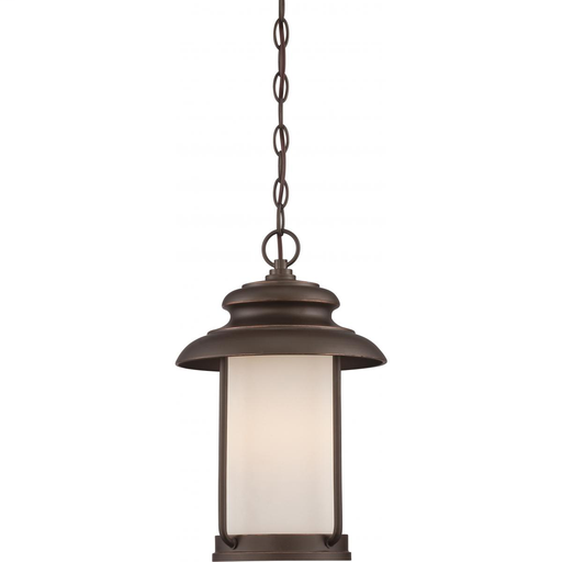 Product image for Satco 62-635 Bethany - LED Hanging Lantern with Satin White Glass - Mahogany Bronze Finish