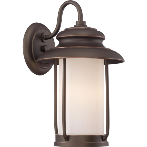 Product image for Satco 62-631 Bethany - LED Small Wall Lantern with Satin White Glass - Mahogany Bronze Finish