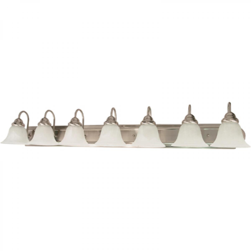 Ballerina - 7 Light 48" Vanity with Alabaster Glass - Brushed Nickel Finish