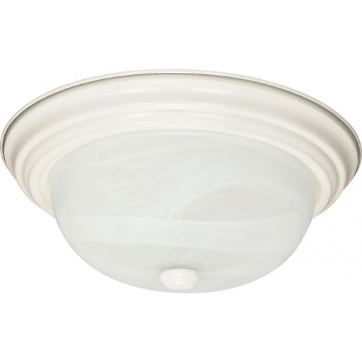 2 Light - 11" Flush with Alabaster Glass - Textured White Finish