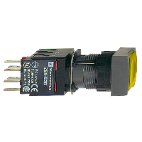 Product image for Square D XB6CF5B5B 16 mm 240 VAC 1.5 Amp 1NO 1NC Yellow Square Flush/Maintained Illuminated Push Button