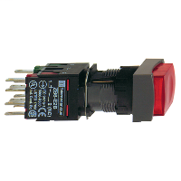 Product image for Square D XB6DE4B5B 16 mm 240 VAC 1.5 Amp 1NO 1NC Red Rectangular Extended Return Illuminated Push Button
