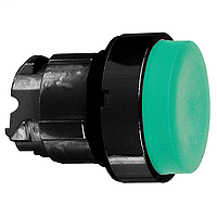 Green projecting pushbutton head Ø22 spring return unmarked