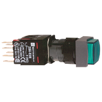Product image for Square D XB6CE3B5B 16 mm 240 VAC 1.5 Amp 1NO 1NC Green Square Extended Return Illuminated Push Button
