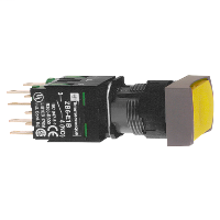 Product image for Square D XB6DA55B 16 mm 240 VAC 1.5 Amp 1NO 1NC Yellow Rectangular Flush/Spring Return Non-Illuminated Push Button