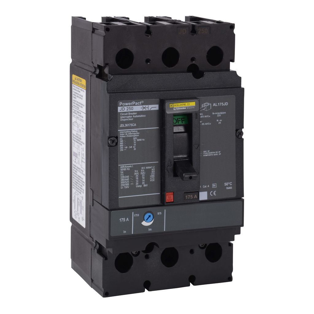 PowerPact J-Frame Molded Case Circuit Breakers Unit Mount MCCB - JDL36175CA