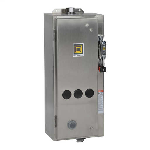 Product image for Square D 8539SCW44V02S 110/120 VAC 27 Amp 10 Hp 3-Pole Full Voltage Non-Reversing Combination Starter