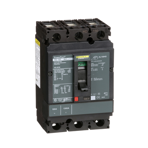 SQUARE D HDL36100 MOLDED CASE CIRCUIT BREAKER (HFRAME) 100A 3POLE 600