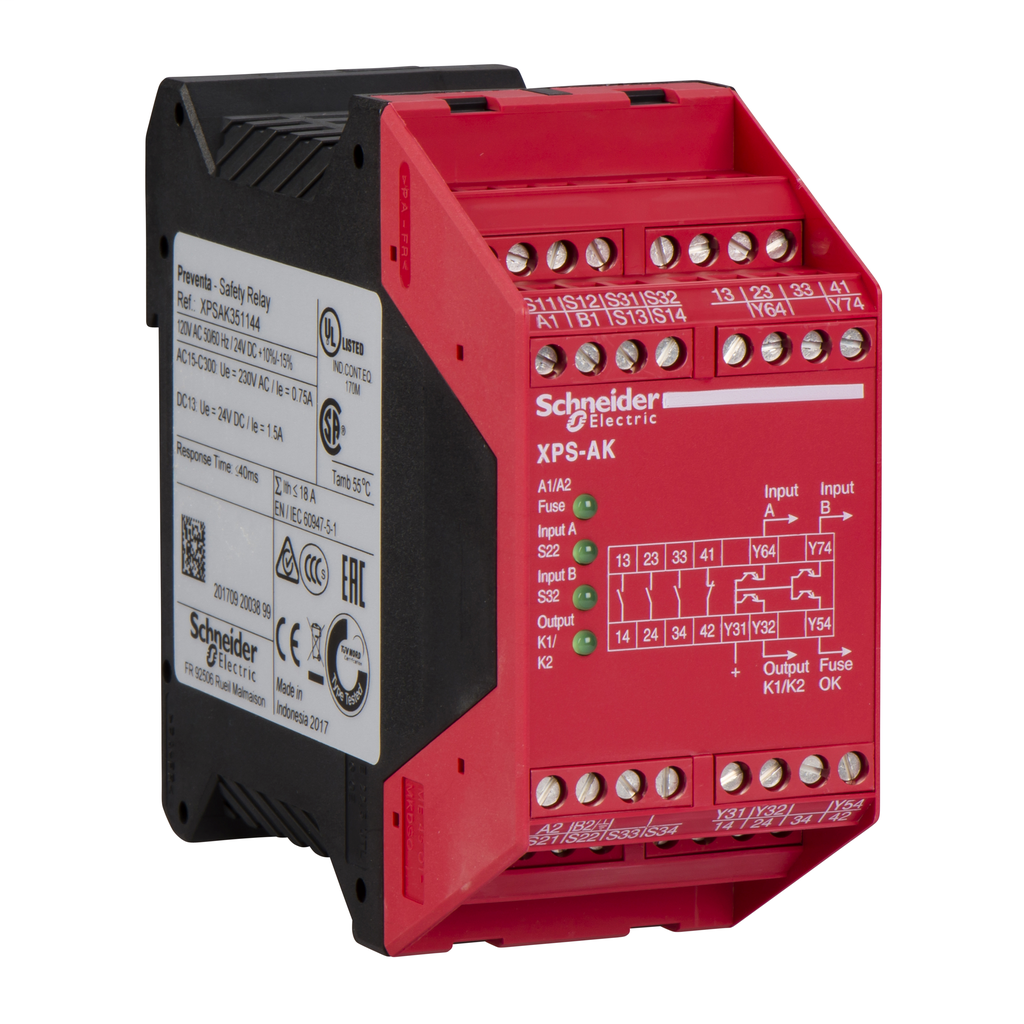 Product image for SQD XPSAR351144P SAFETY RELAY 300V