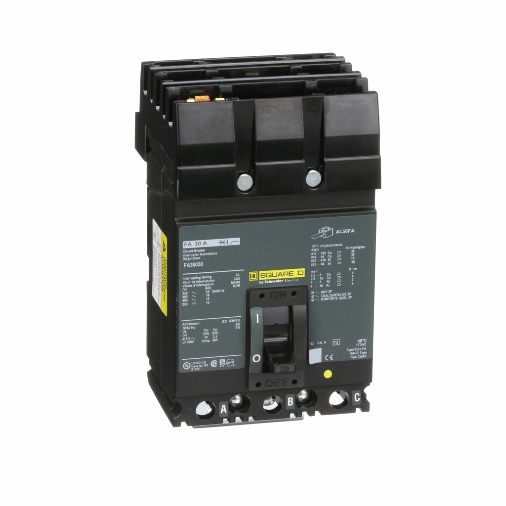 FA/LA MOLDED CASE CIRCUIT BREAKER, 600V, 30A, 3P