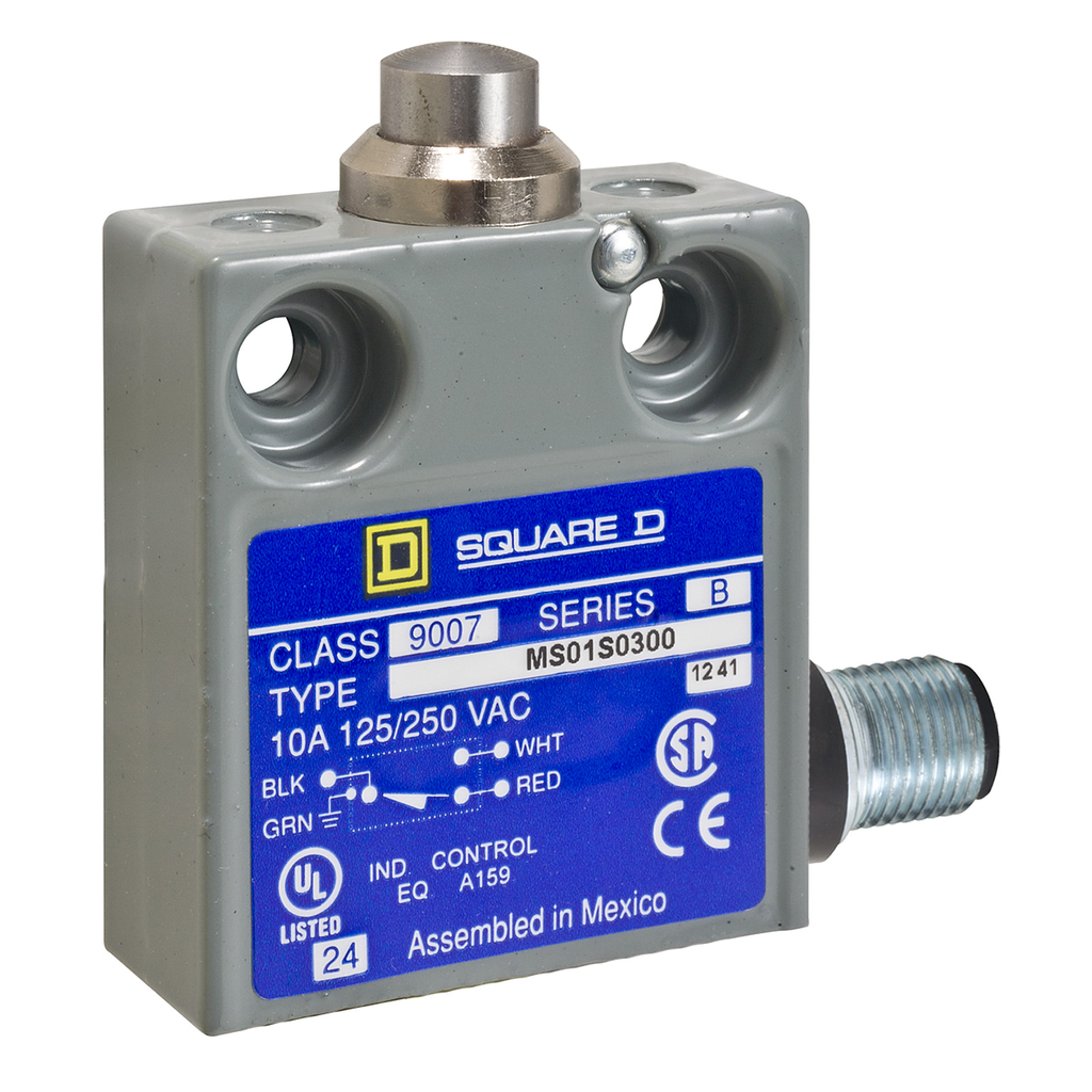 Product image for Square D 9007MS01S000654 240 VAC 28 VDC 10/5 Amp SPDT Snap Action Encapsulated Miniature Heavy Duty Limit Switch