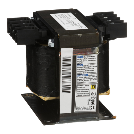 Transformer, Type T, industrial control, 250 VA, 208/230/460 VAC pri / 115 VAC second, 1 phase, 50/60 Hz, 80 °C rise