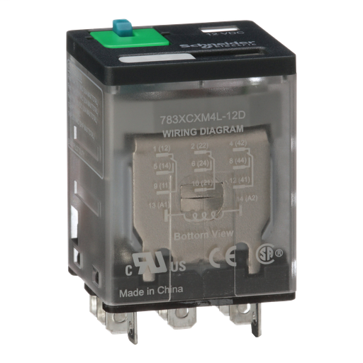 Power relay, Legacy, 15A, 3PDT, 12 VDC, cover with locking push button and LED