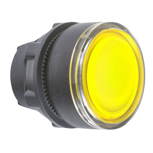 Yellow flush pushbutton head Ø22 spring return unmarked