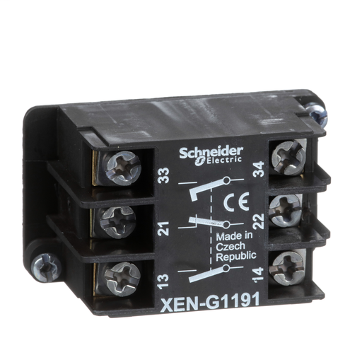 Harmony, XAC Pendant Station, contact block, spring return, front mounting, 1 early close NO, 1 NO and 1 NC