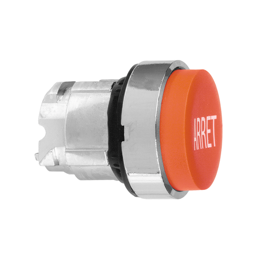 Red projecting pushbutton head Ø22 spring return “ARRET”