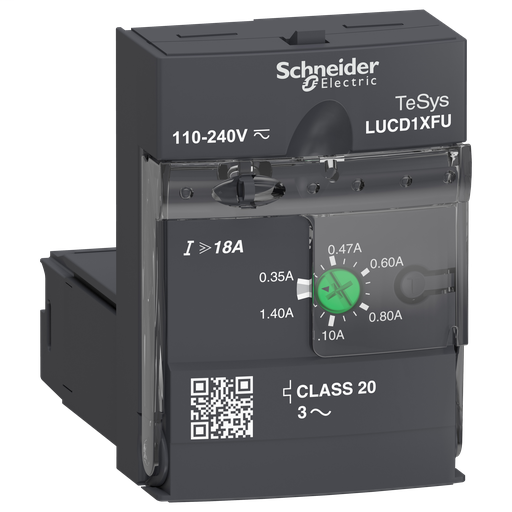 Advanced control unit, TeSys U, 0.35-1.4A, 3P motors, protection & diagnostic, class 20, coil 110-240V AC/DC
