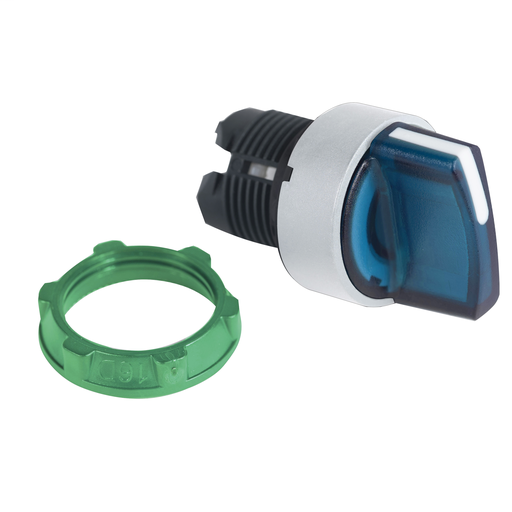 Blue illum selector switch head 3-position return right cp white