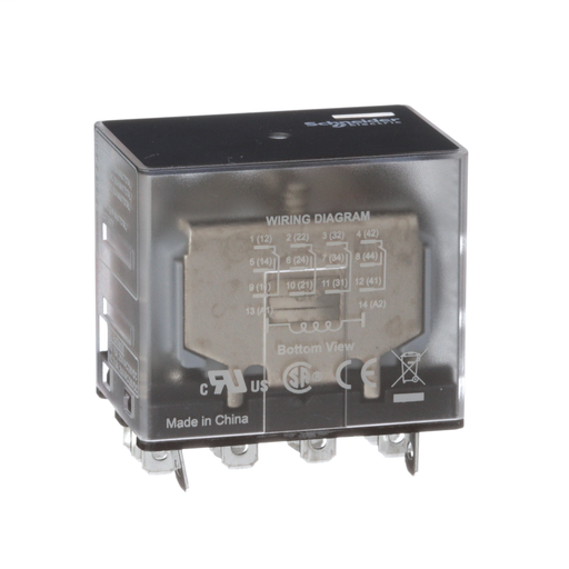 Power relay, Legacy, 15A, 4PDT, 48 VDC, clear cover