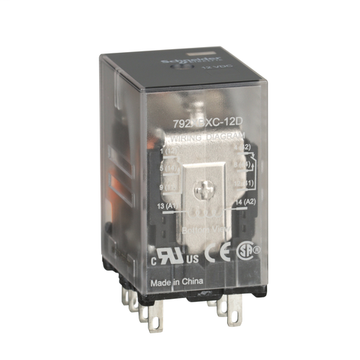 Power relay, Legacy, DPDT, 12A, 12 VDC, clear cover