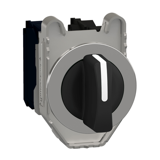 Selector switch flush mounted, metal, black, Ø30, 3 positions, stay put, 2 NO