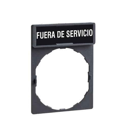 Legend holder 30 x 40 mm with legend 8 x 27 mm with marking FUERA DE SERVICIO