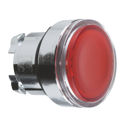 Red flush illuminated pushbutton head Ø22 spring return for integral LED