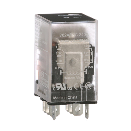 Power relay, Legacy, 15A, DPDT, 240 VAC, clear cover