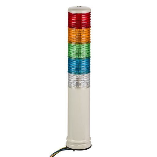 Monolithic tower light, red-orange-green-blue-clear, 60mm, base mounting, steady, without buzzer, IP54, 100…240 V AC