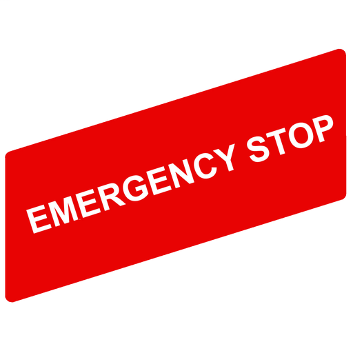 Marked legend 8 x 27 mm for legend holder 30 x 40 mm – EMERGENCY STOP