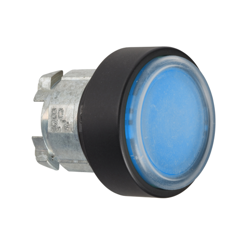 Blue flush pushbutton head Ø22 spring return unmarked