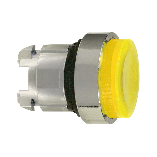 Yellow projecting illuminated pushbutton head Ø22 spring return for integral LED